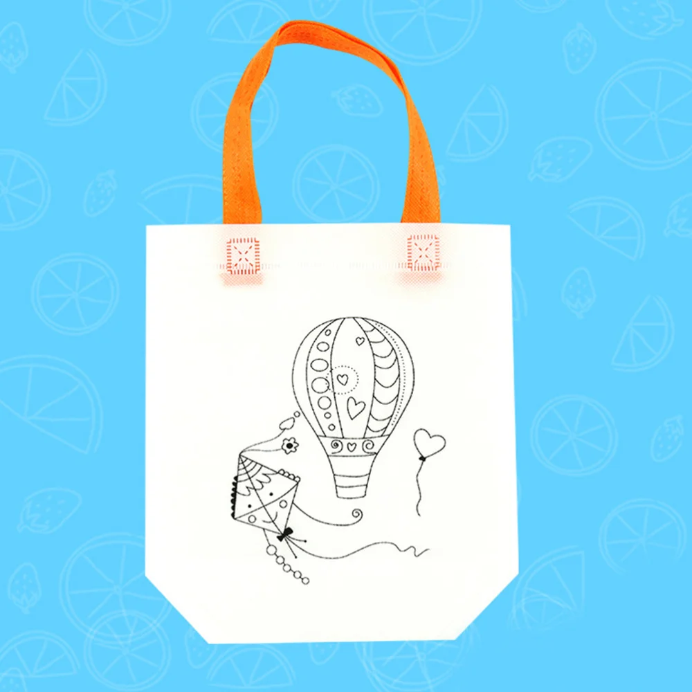 

10pcs DIY Graffiti Tote Drawing Handbag Reusable Non-Woven Coloring Candy Bags for Kids Children (Crab Tree Small Tree Hot Air B