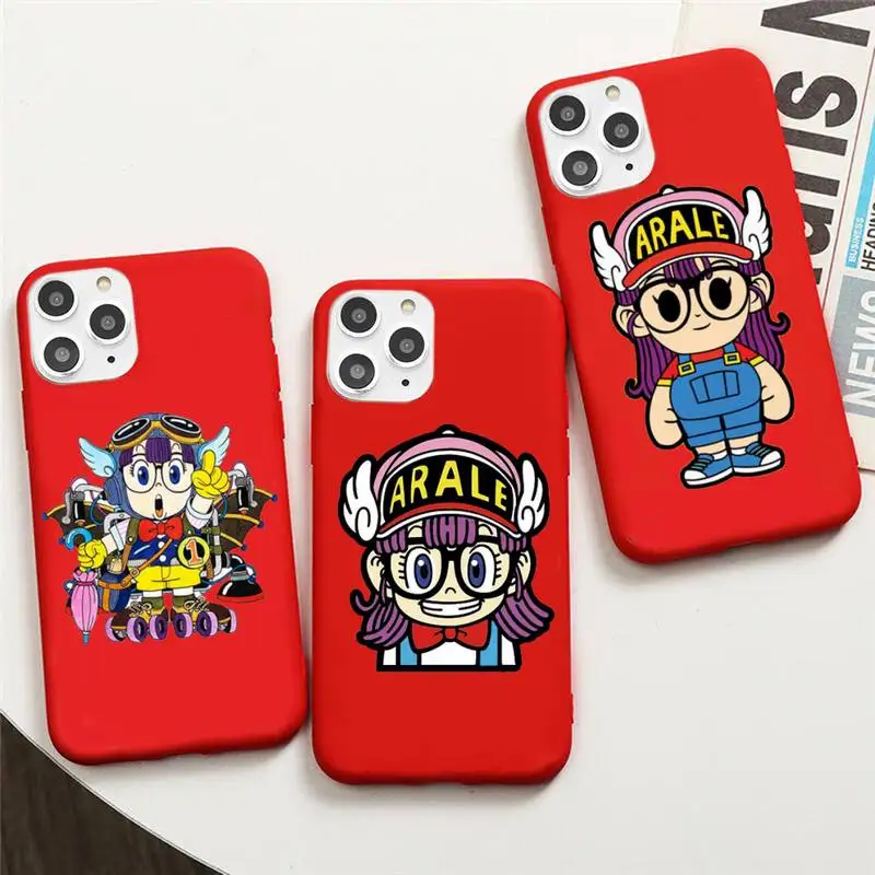 

Anime Dr. Slump Arale Phone Case For IPhone 6 6s 7 8 Plus X Xs Xr Xsmax 11 12 Pro Promax 12mini Candy Red Silicone Cover