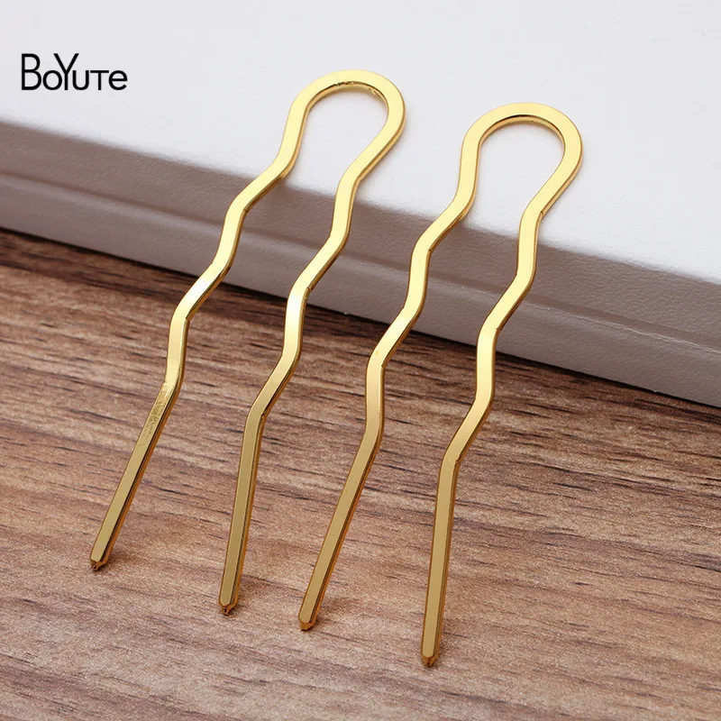 

BoYuTe (20 Pieces/Lot) 70*12MM Metal Brass Thick Wavy U-Shaped Hairpin Hair Fork Handmade Diy Hair Accessories Materials