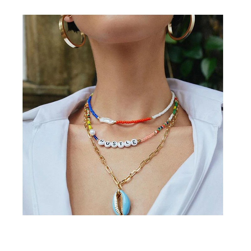 Ожерелье чокер в стиле бохо с пресноводным жемчугом ожерелье подвеской Женское