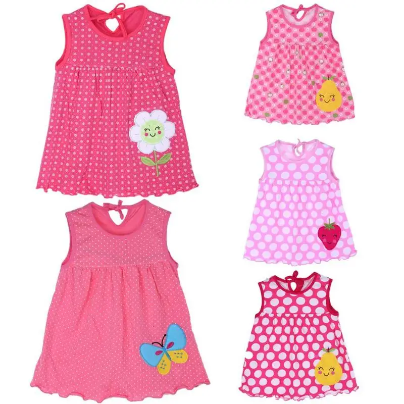 Платья для маленьких девочек без рукавов 2019 летнее хлопковое мини-платье
