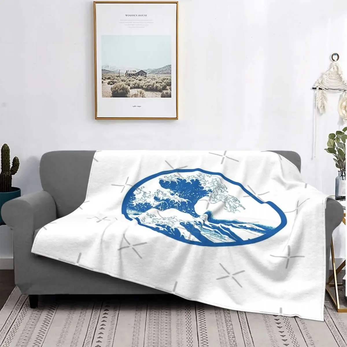 

Manta a cuadros de la gran ola de Kanagawa, para cama colcha, manta de Anime a cuadros, colcha para cama, 44