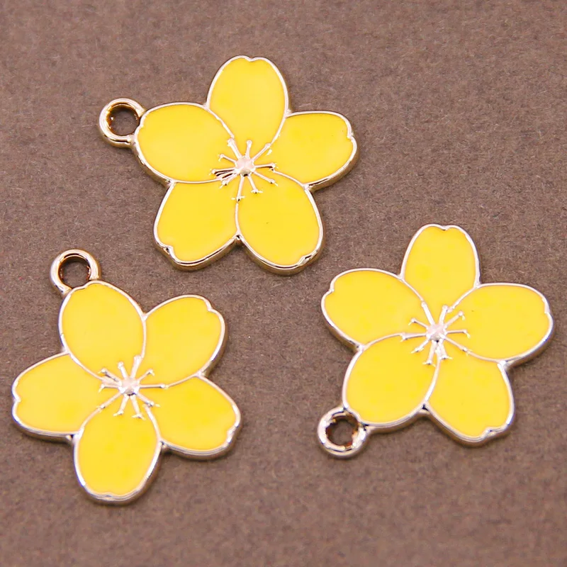 6 шт. цветные Подвески в виде цветка сакуры подвески из сплава с эмалью для