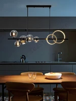 modern restaurant led chandelier lighting nordic creative glass ball black long hanging lamp restaurant bar cafe pendant lamp