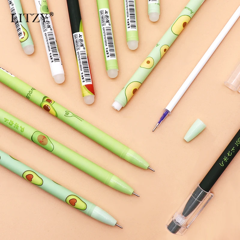 6 шт./компл. 0 5 мм каваи авокадо стираемая ручка моющаяся синие чернила гелевые