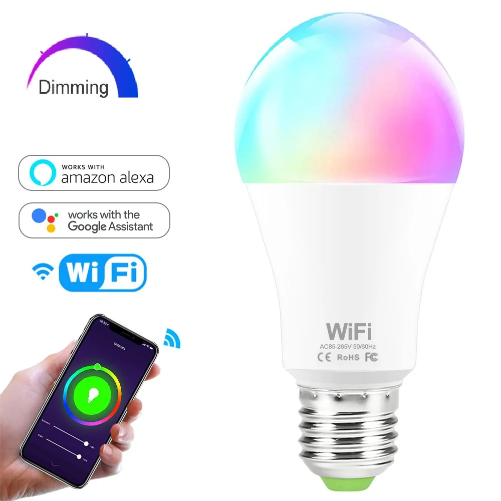 Умсветильник лампа E27 B22 с Wi Fi приглушаемая LED работает приложением совместима Amazon
