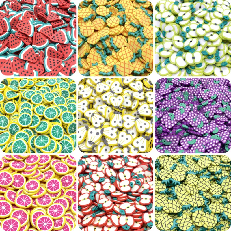 

20 шт./лот 20 мм фрукты бусины хлопья глина бусины смешанных цветов из полимерной глины Spacer Бусины для изготовления ювелирных изделий DIY брасл...