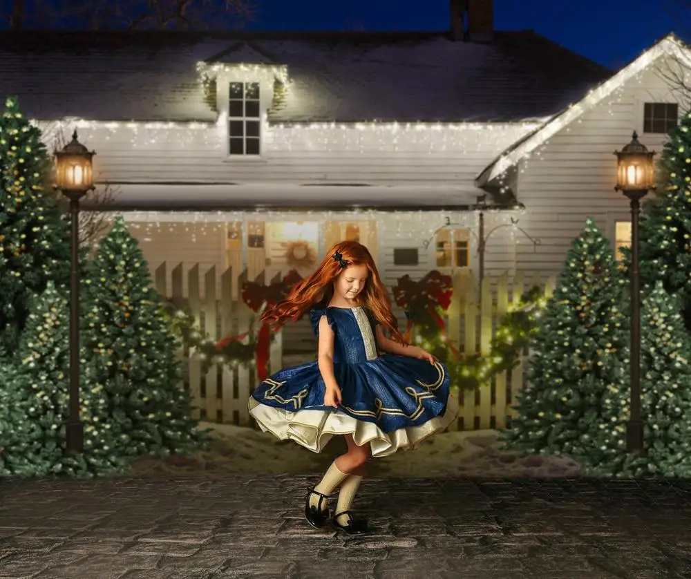 Фон для фотосъемки с изображением рождественского дома