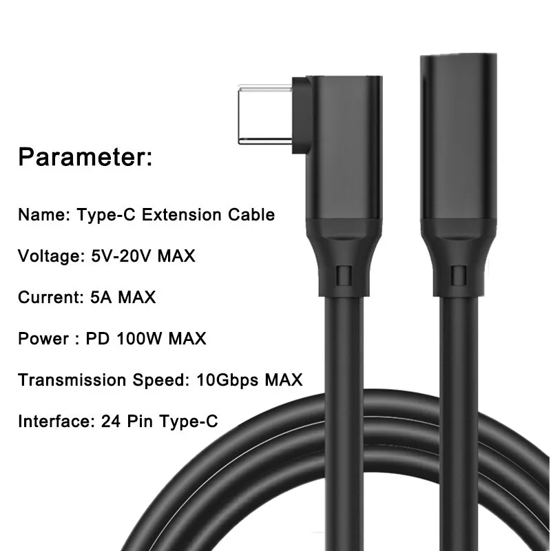 Колено 0 5 м 1 2 3 100 Вт PD 5A USB3.1 Type-C Удлинительный кабель 4K 60 Гц устройство для