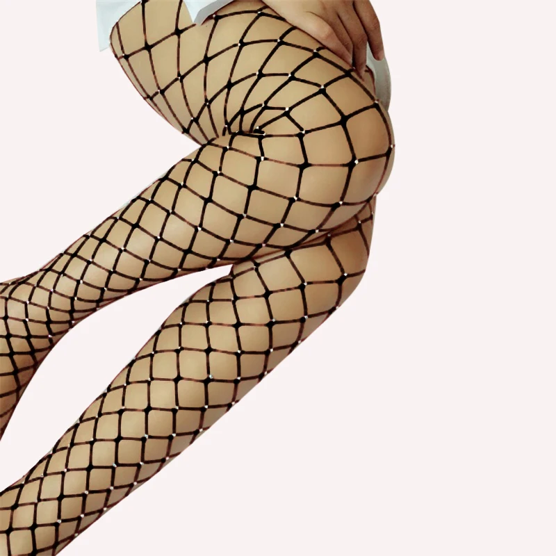 Новинка большие сетчатые чулки блестящие Соблазнительные Стразы с бриллиантами