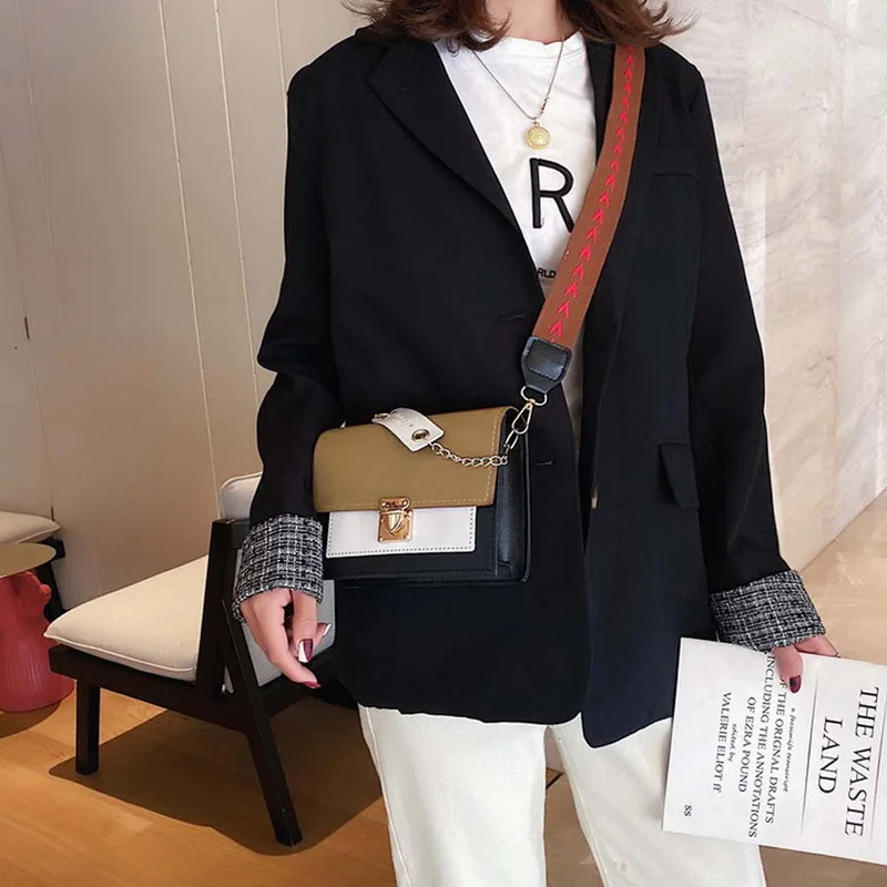 

2021 New Mini Handbags Women Fashion Wide Shoulder Strap Messenger Bag Purse Simple Style Crossbody Bags Strap Messenger Bag