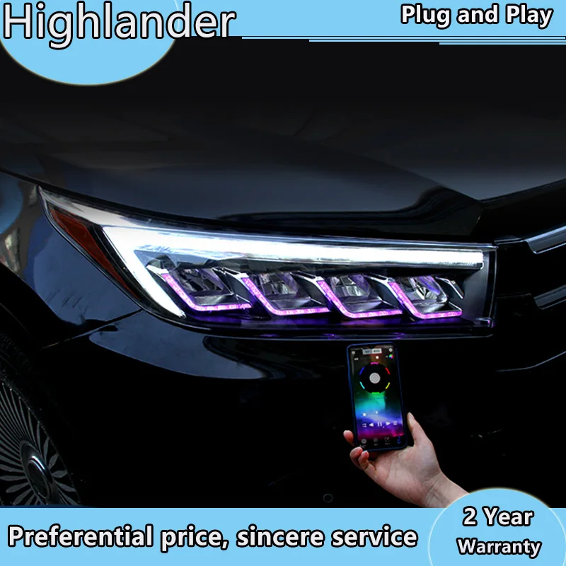 Автомобильные аксессуары для фары Toyota high Lander 2018 2019 новый светодиодный фонарь