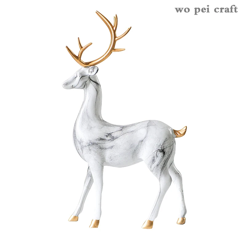 

Nordic Creative Resin Marble deer Gold Modern home accessories Simulated animal Decorative ornaments Resin Crafts figurines