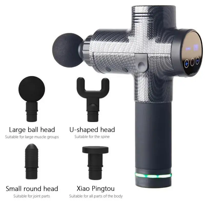 4000r/min Carbon-fiber Electric Muscle Massage Gun Deep Tissue Massage Therapy Body Shaping Muscle Relaxation Equipment with Bag