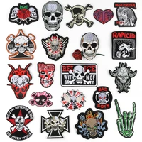 skull embroidered patch for clothing embroidered appliqu%c3%a9s on clothes ironing cloth embroidered badges diy clothing accessories