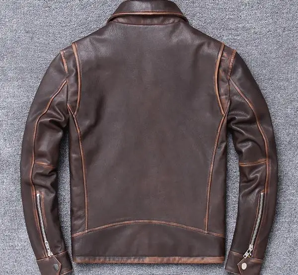 

Free shipping.2020 new cowhide Jacket,men vintage genuine Leather biker jacket.classic casual leather coat,goathide sales