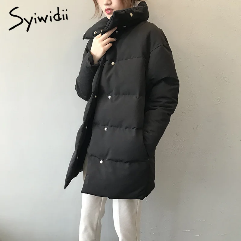 Syiwidii зимняя женская куртка длинное пальто-пузырь большие размеры плотные теплые