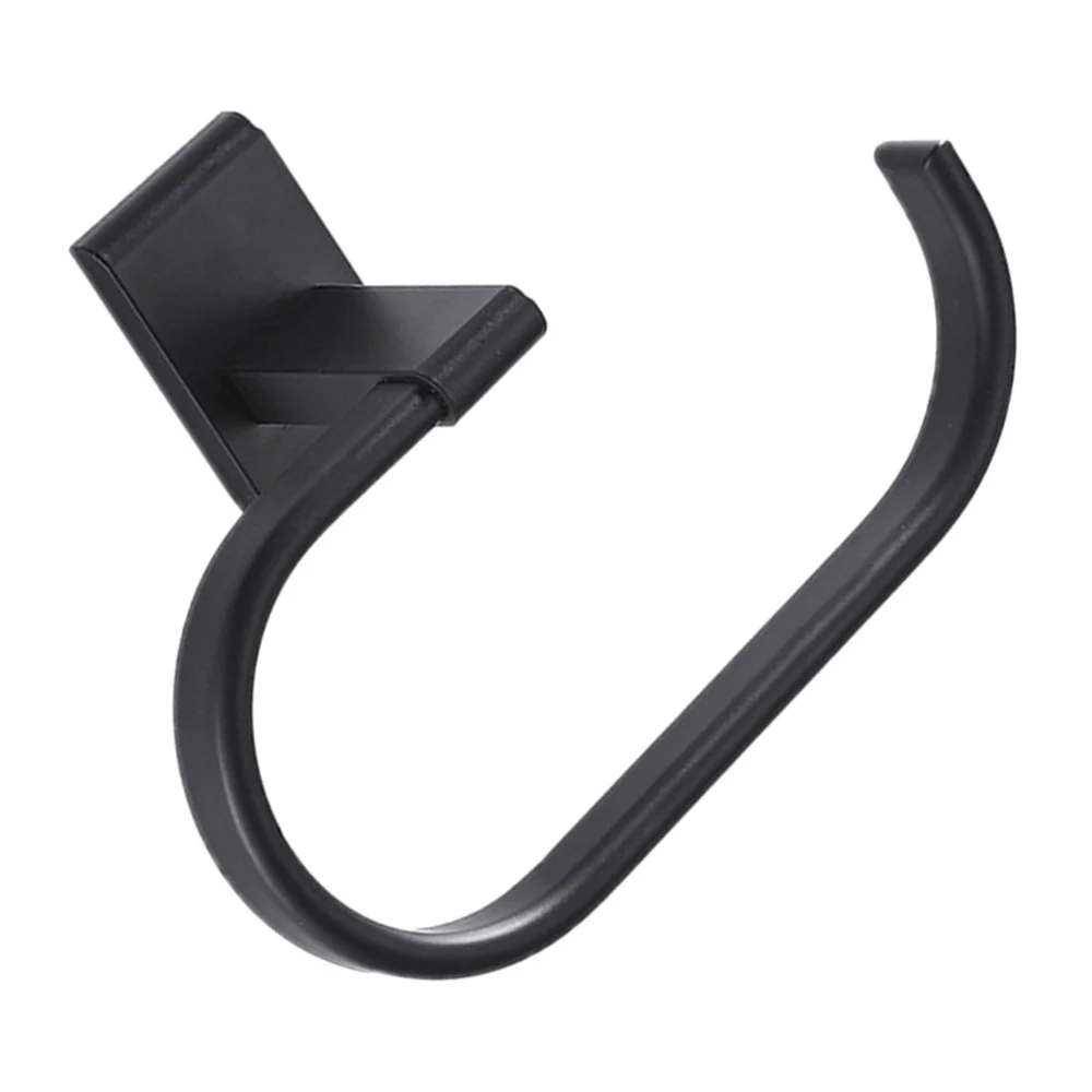 

1 Pc Towel Ring Free Punch Wall Mounted Towel Rack Practical Towel Holder for Home Bathroom Use (Black)