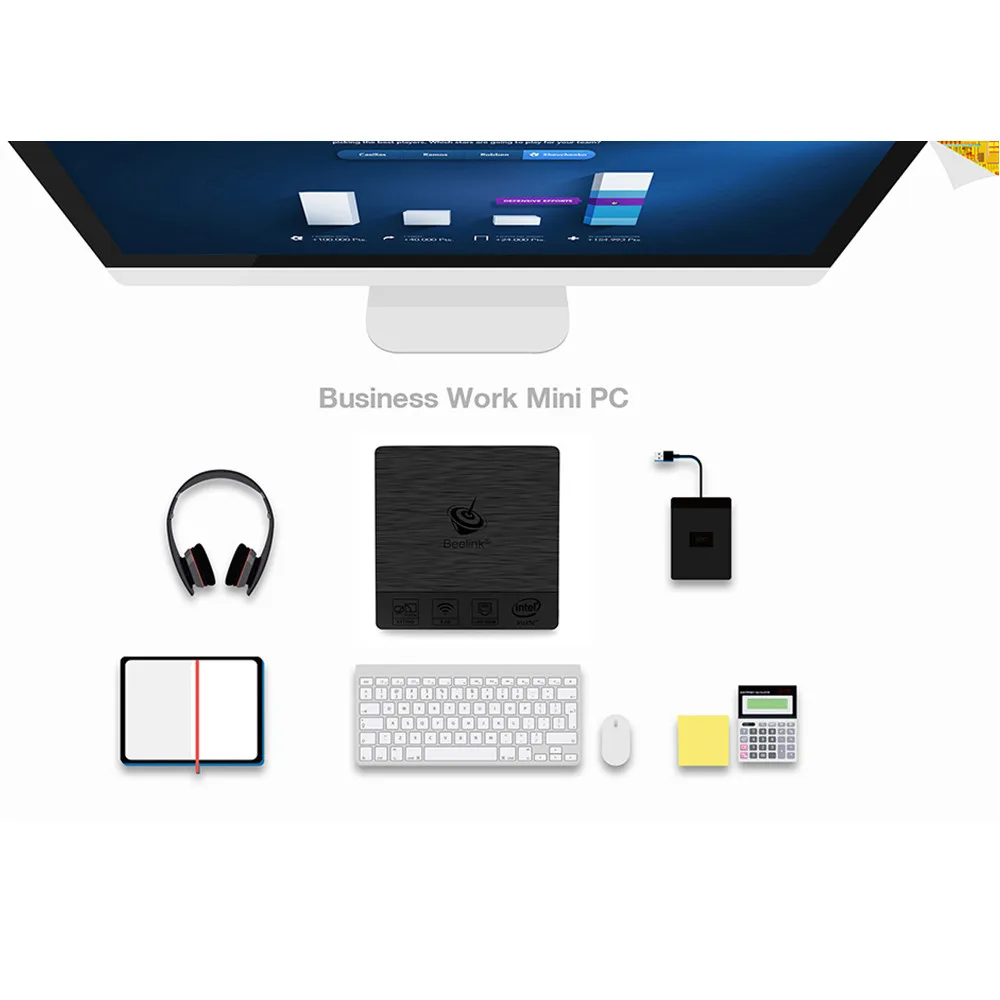 Мини-ПК Beelink BT3 Pro Win 10 Intel Atom x5-Z8350 4 Гб DDR3 64 Гб 2,4+ 5,8 ГГц WiFi Bluetooth 4,0 Ethernet 1000 Мбит/с