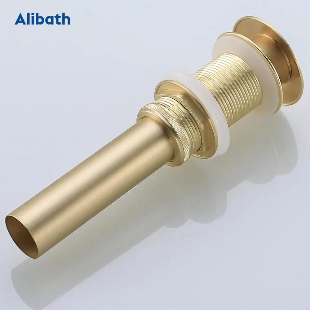 Brass Pop-Up Drain With/Without Overflow Hole Bathroom Basin Push Down Waste Drainer Plug Bathtub Round Brushed Gold. | Обустройство