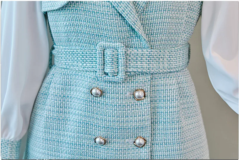 Женский твидовый костюм из двух предметов элегантное модельное платье мини без