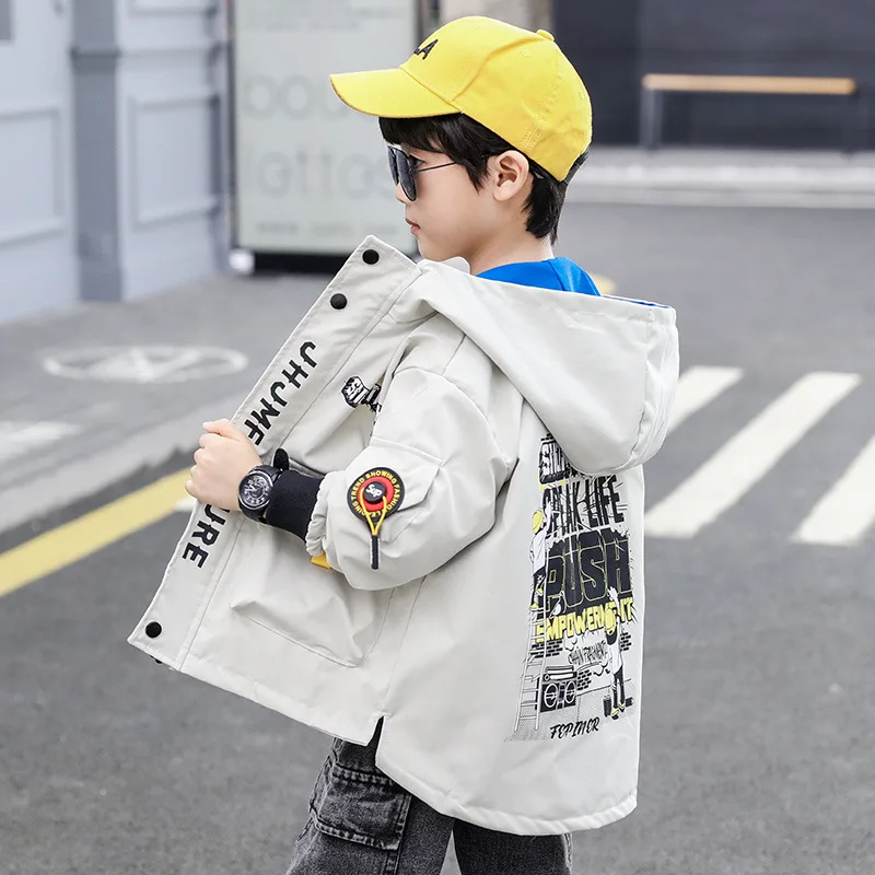 Модная детская верхняя одежда пальто для мальчиков осенняя спортивная куртка с