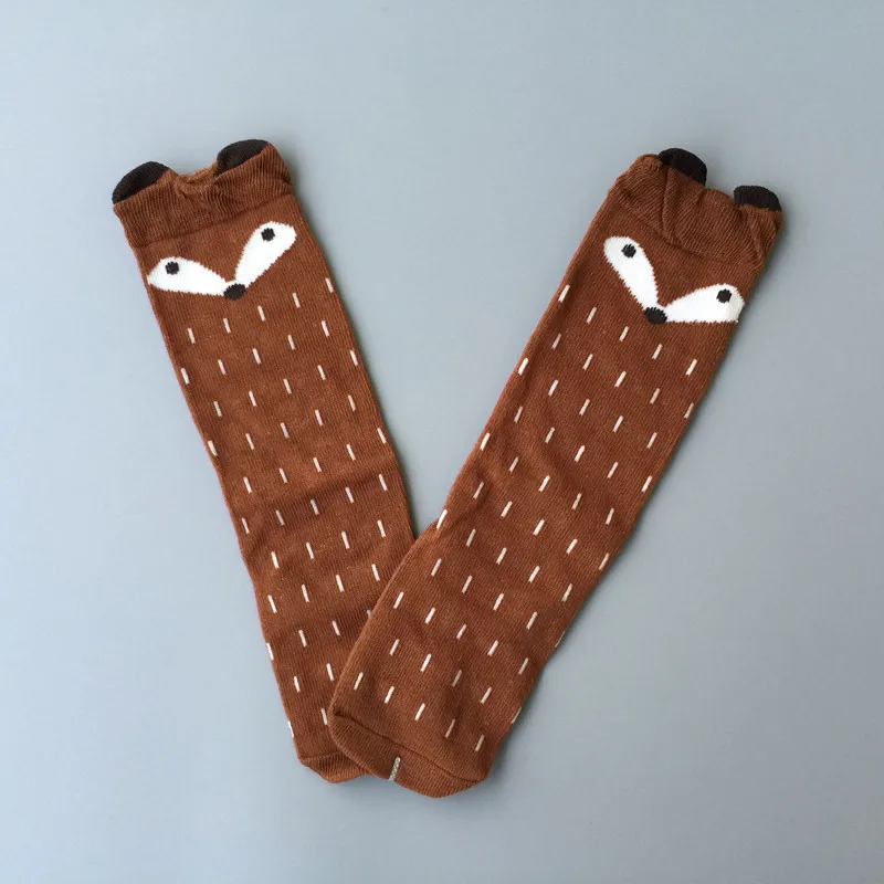 Носки для девочек 2 шт. теплые хлопковые до колена с принтом лисы экспресс