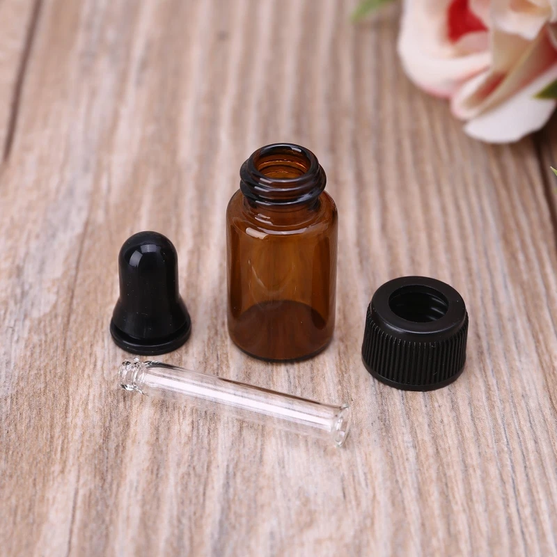 YAS Amber Glass Dropper Bottles With Black Cap for Essential Oil Perfume Sample Bottle Aromatherapy 1/2/3/4/5ml 10pcs/set | Красота и