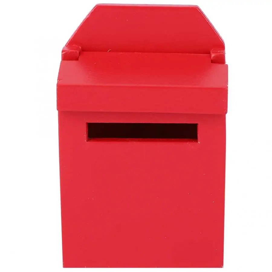 Red Mailbox 1:12 моделирование Кукольный дом миниатюрный деревянный кукольный домик с мебелью аксессуары игрушки деревянная дверь почтовый ящик детская комната для детская игрушка - Color: Red Mailbox