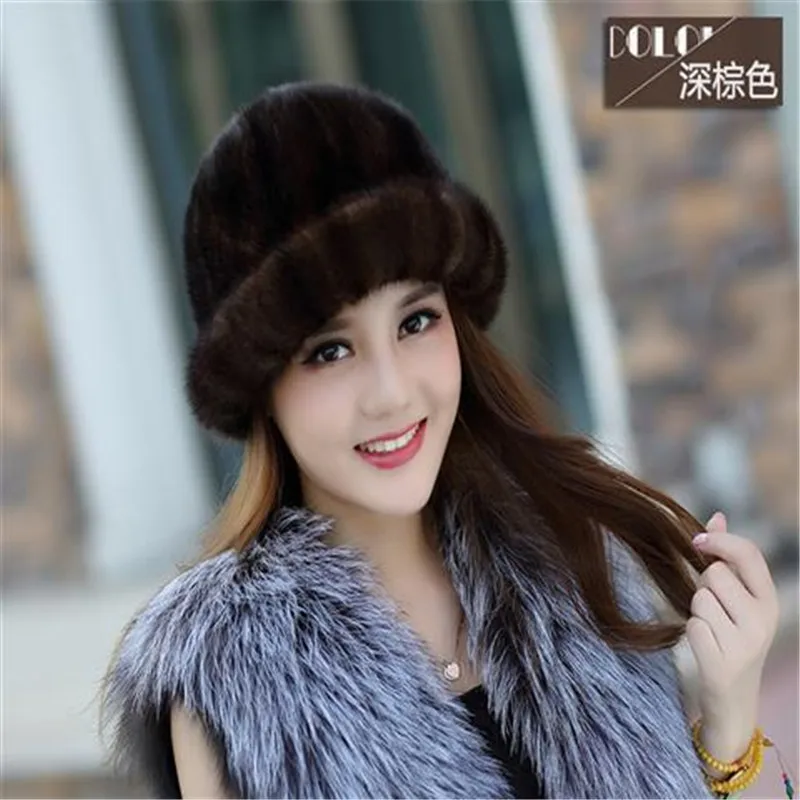 

Mink Hair Hat, Female Winter New Style Whole Mink Baotou Beret, Fashionable and Warm, Women's Middle-aged and Elderly, Fur Hat