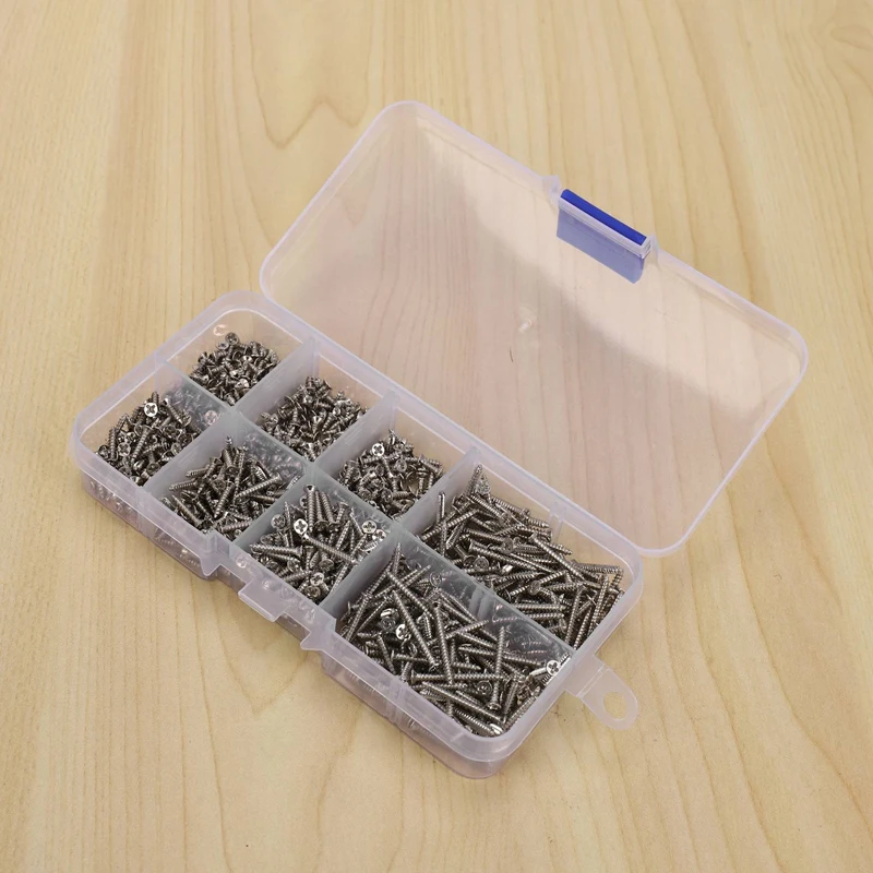 800 шт саморезов ассортимент винтов набор гаек с резьбой гвоздь M2 нержавеющая