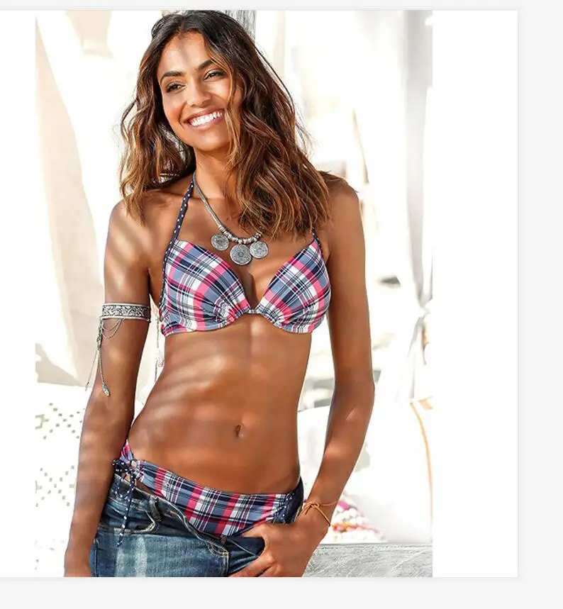 Сексуальные бикини с пуш ап в горошек купальник Женский Летний Пляжный купальный