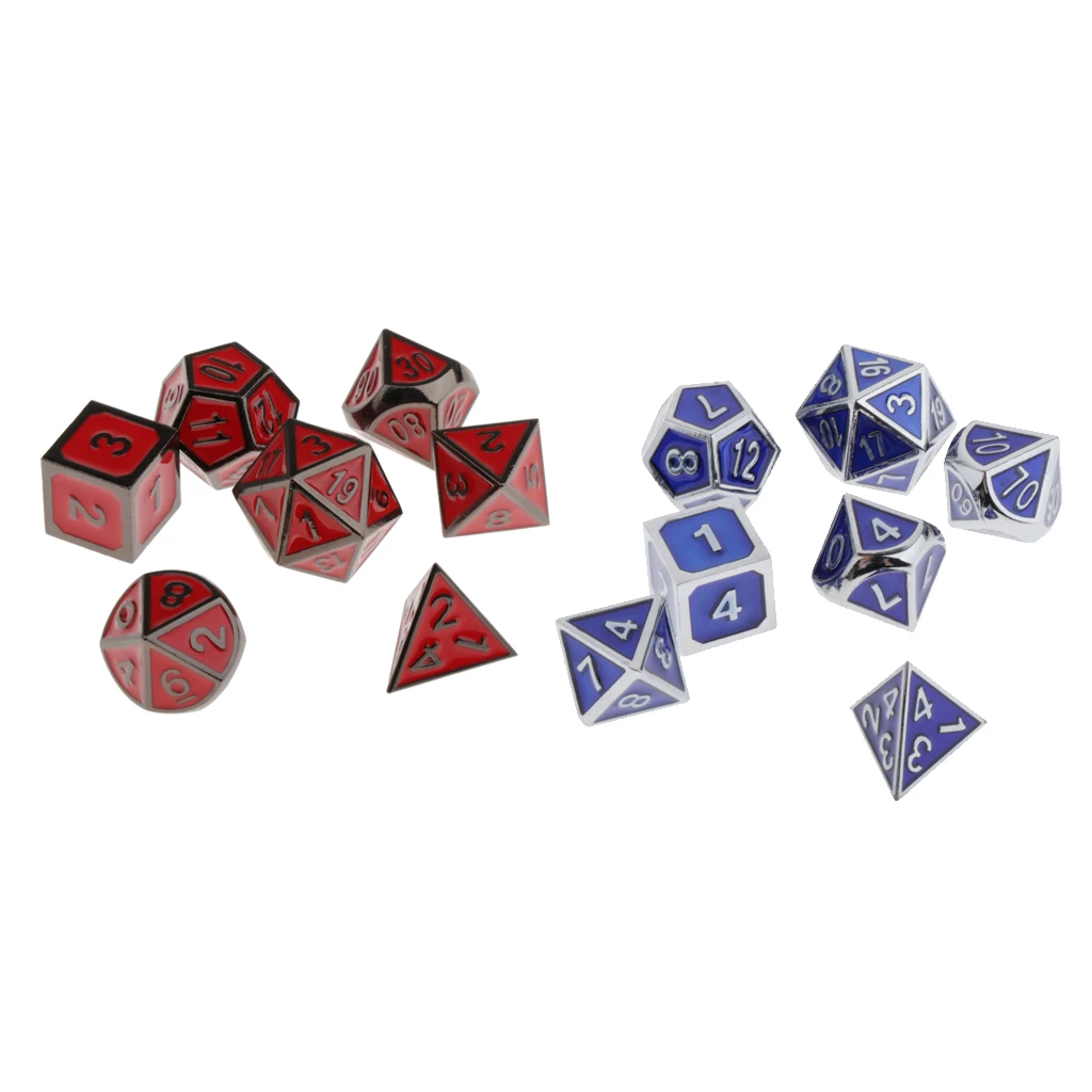 

7Pc Metal Polyhedral Dices D4-D20 Die for RPG Role Play Casino Game Props