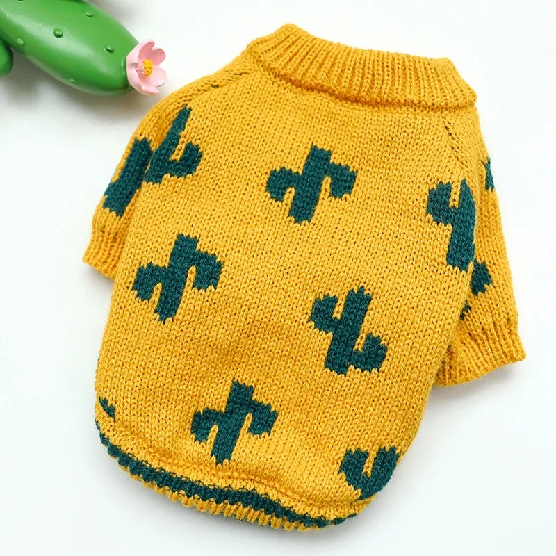 

Warm Dog Sweater Puppy Turmeric Cactus Chihuahua Sweater Pet Cat Dog Clothes For Small Dogs Cats Winter Autumn Pets Clothing Pug