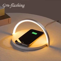 led table lamp 10w wireless charger for iphone 11 12 x xr xiaomi 9 pro mix 2s mix 3 phone charging bedroom bedside night light