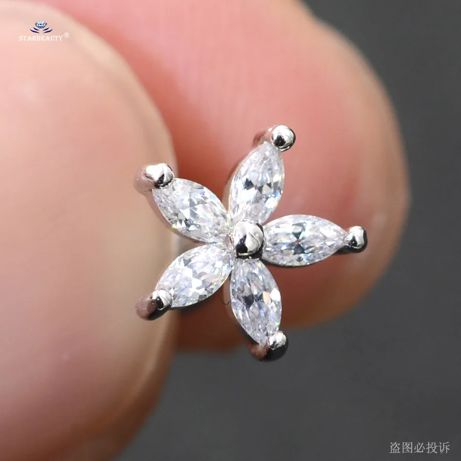 M5313 Silver Starbeauty 1 шт. 1,2x6 мм 16 г кристаллическая Звезда Луна Корона спиральные украшения для пирсинга серьги на Козелок шпильки хрящевой пирсинг уха Oreja - Окраска металла: M5313 Silver