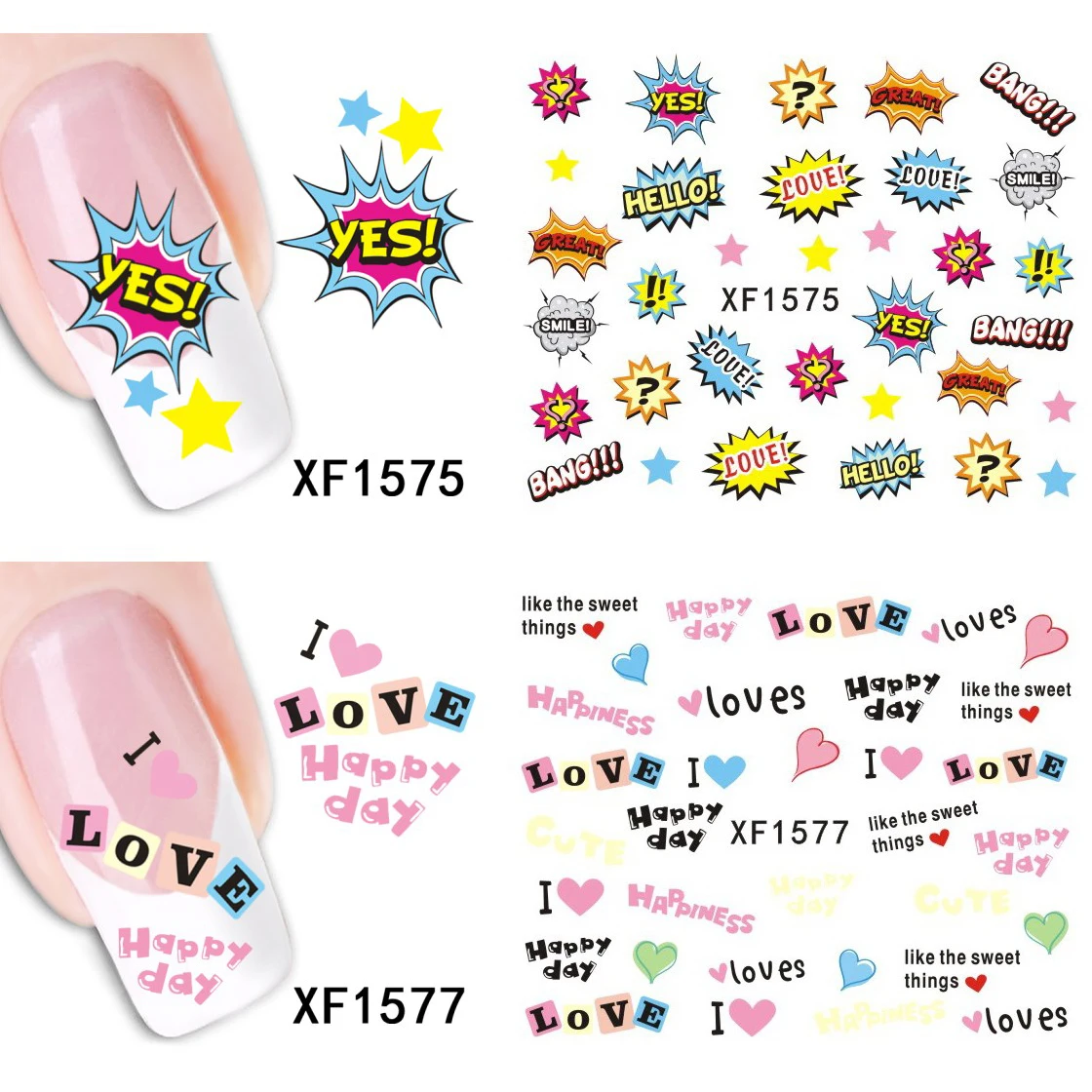 5 листов сделай сам да счастливый день наклейки для ногтей Водные Наклейки черный