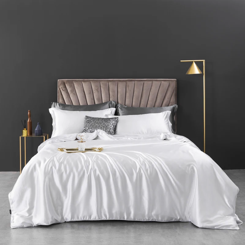 

Solid Series Luxury 100% Silk Healthy Skin 4pc Flatsheet Bedding set Queen King Size Duvet/Blanket cover Set