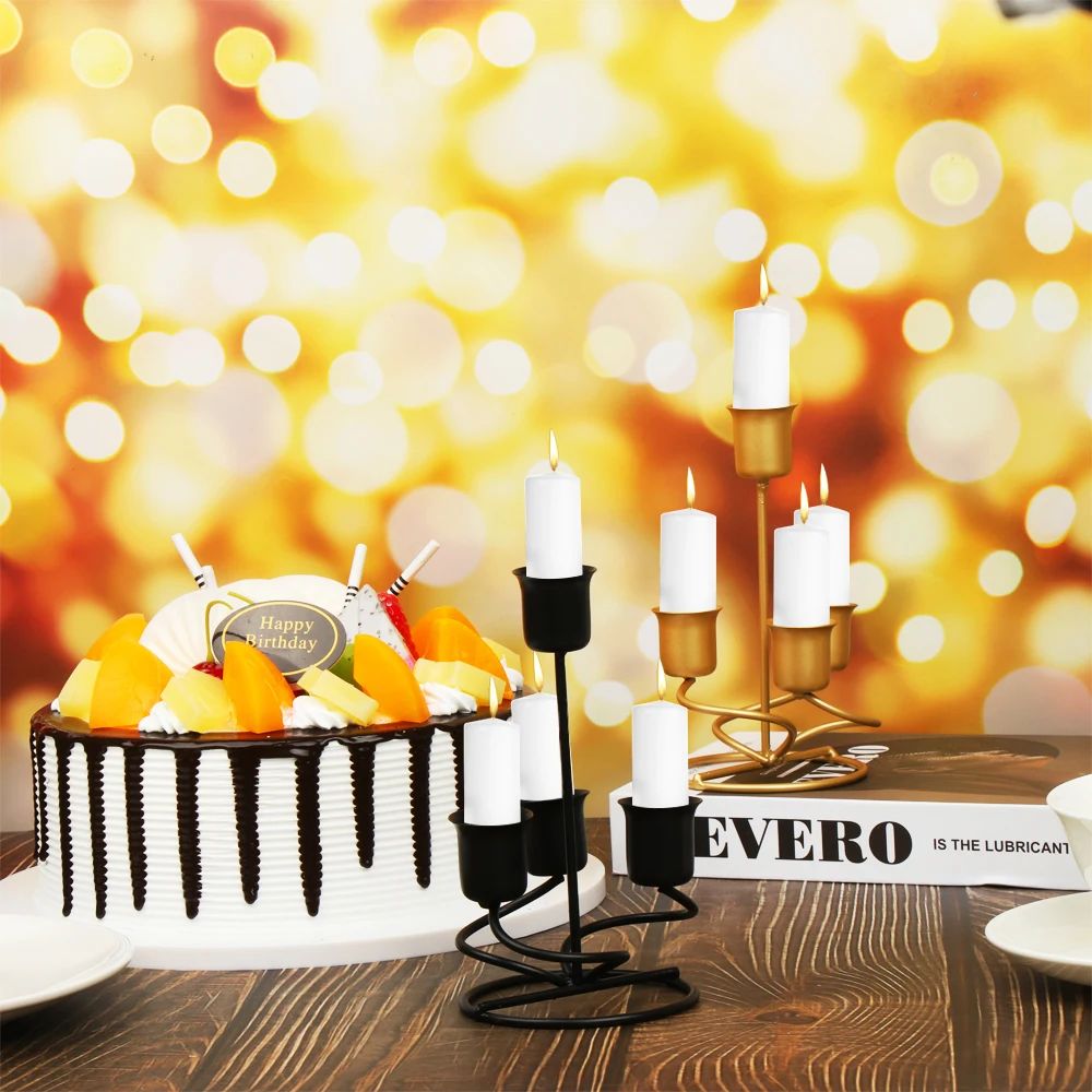 Черные золотые подсвечники металлические кованые железные канделябры для