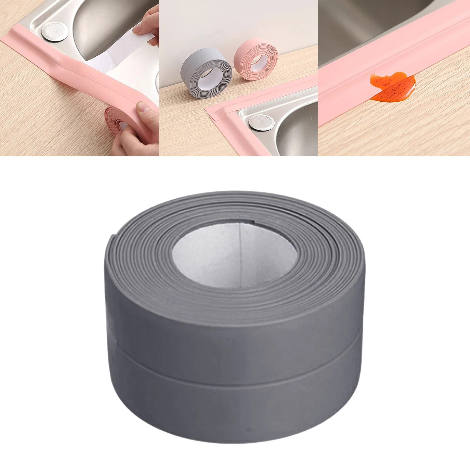 

PVC Tape Caulk Strip Self Adhesive Caulking Sealing Tape f/ Kitchen Bathroom