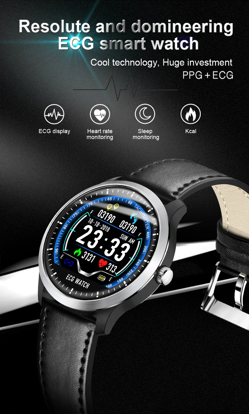 ELFTEAR N58 Смарт-часы для мужчин IP67 Водонепроницаемый ECG 3D UI старая мода стабильный чип сообщение напоминание долгого ожидания Быстрая зарядка