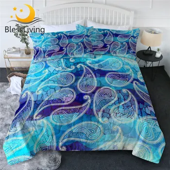 BlessLiving Paisley Summer Bedspread 3D Print Mandala Bedding for Adults Crackle Thin Duvet Floral Quilt Set Bohemian Home Decor 1