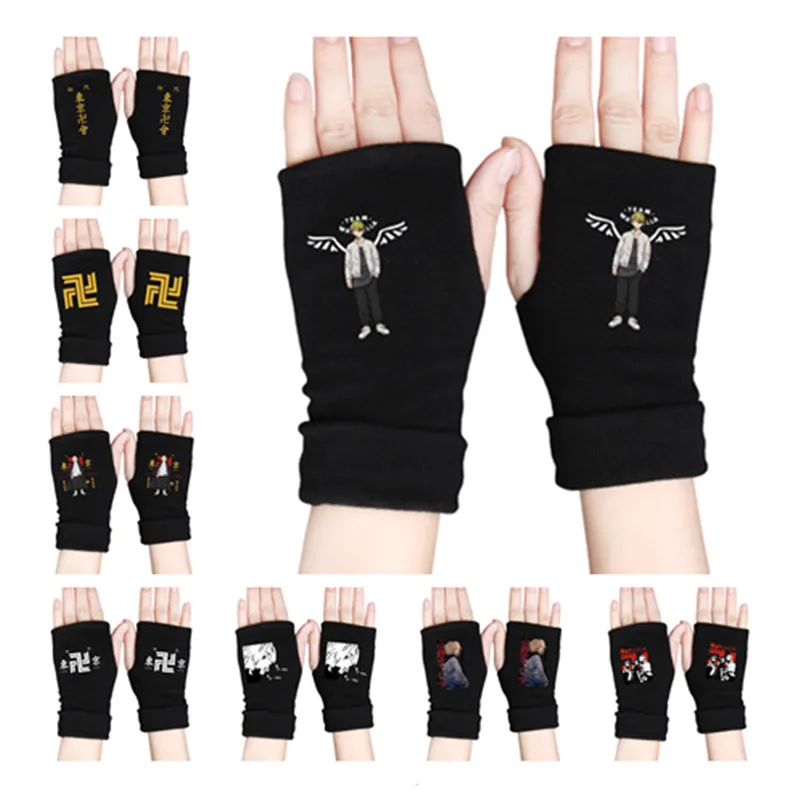 

Аниме перчатки Токийский реперсивный такичи Manjiro Ken Baji Kazutora Chifuyu Косплей полуперчатки для набора текста игры для письма теплые