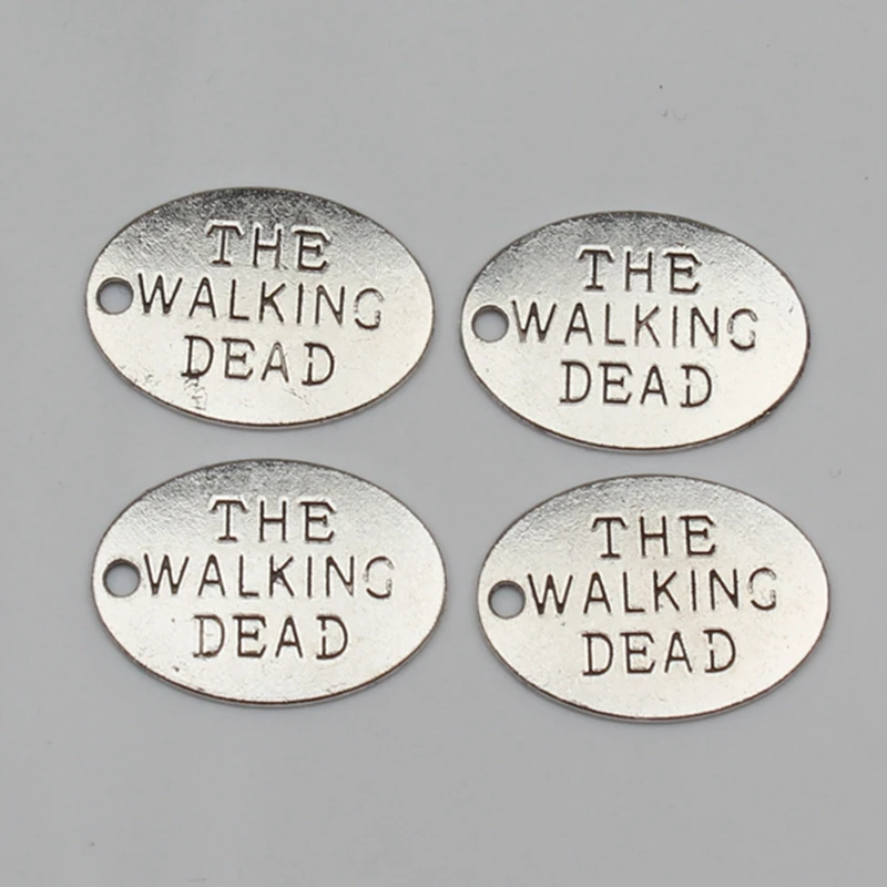 

6pcs Charms plates the walking dead 17*23mm Antique Tibetan Pendant Finding Accessories DIY Vintage bracelet Necklace Handmade
