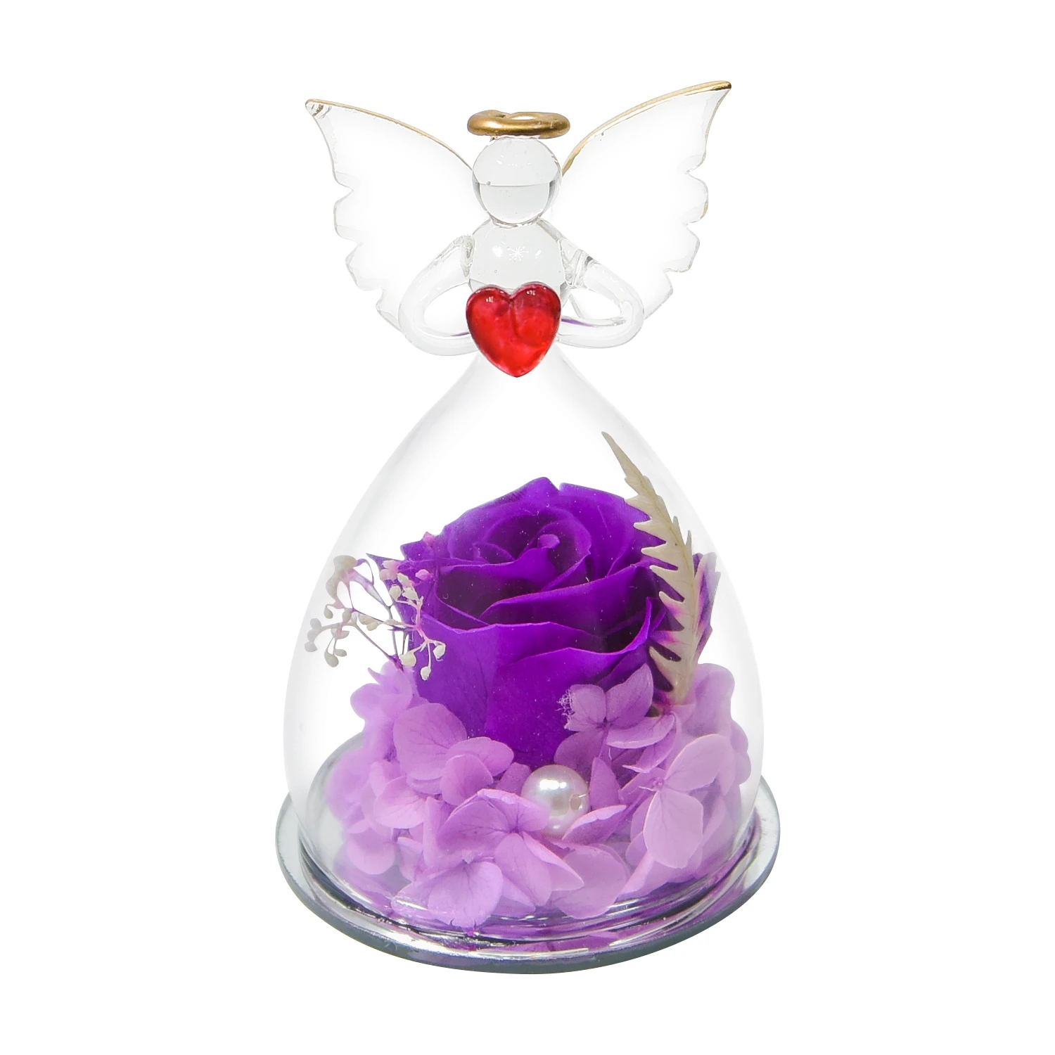 

Gift for Her Forever Preserved Rose In Angel Dome with Box Wedding Eternal Flowers Women's Gift for Birthday Anniversary