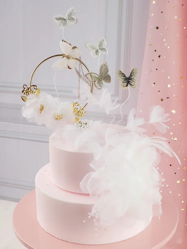 

Butterfly Cake Topper Happy Birthday Cake Decorate Paperboard Baby Shower Handmade Painted Wedding Party Decoration