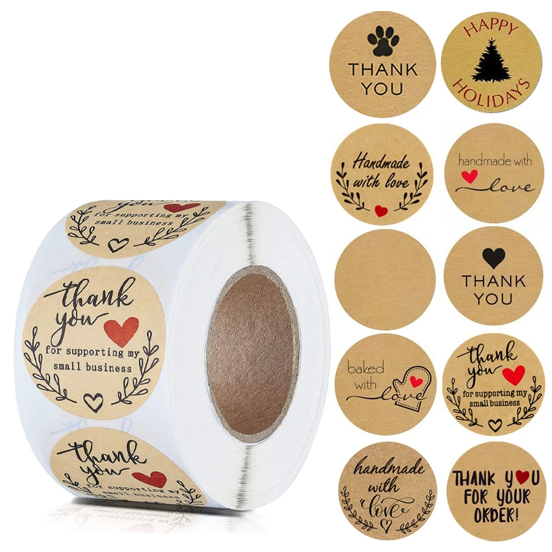 

Наклейки круглые из крафт-бумаги, 500 листов