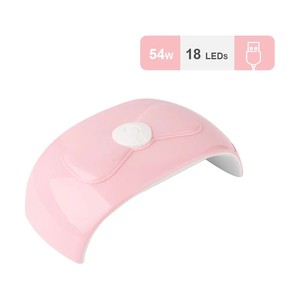 

54W Mini Nail Dryer LED Lamp Nail Art Manicure Tools 18 LEDS UV Light USB Home Use Portable 60/90/120S Drying Time Manicure Tool