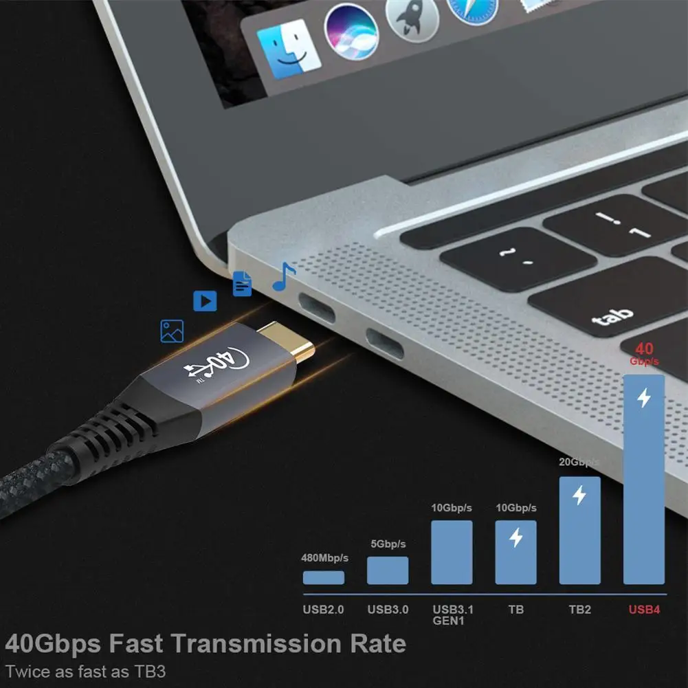 

USB 4.0 Preferred Type C Male-to-male 5K Video HD Cable Charging 100W Data Fast 40Gbps E-mark Transmission Cable C5D9