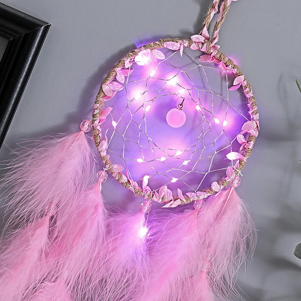 

Innovative Dream Catcher Pendant Hand-Woven Ornaments Handmade Birthday Graduation Gift Room Decoration with Lights